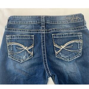 Silver Jeans Eden Flare Medium Wash Distressed Denim W29 L35 Y2K Festival Flare